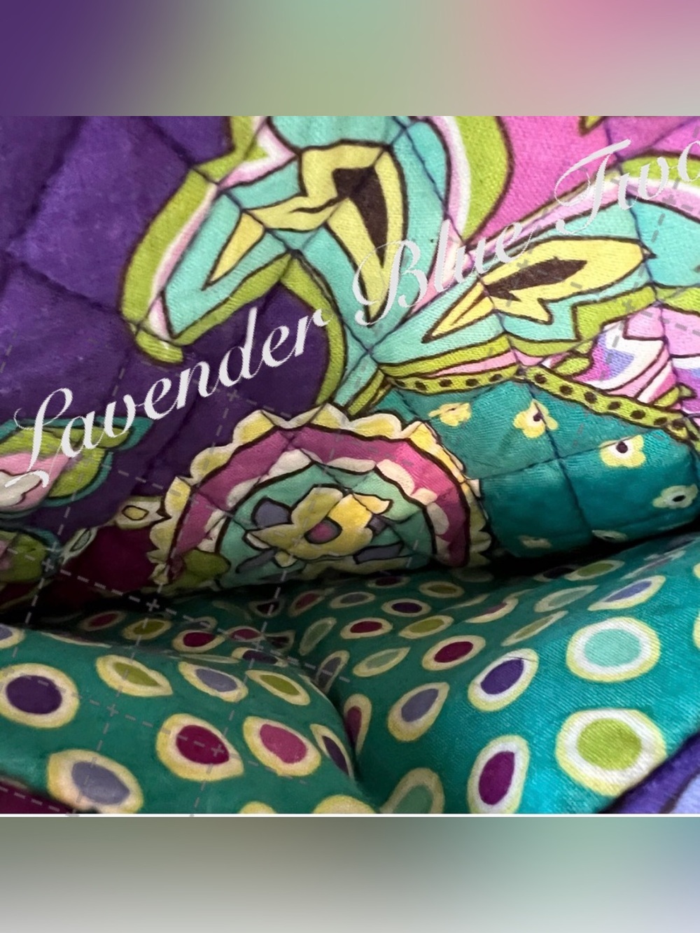 VERA BRADLEY Heather 2013 Grand Travelers Bag Purple Green Paisley Bandolier Y2K - Picture 5 of 15